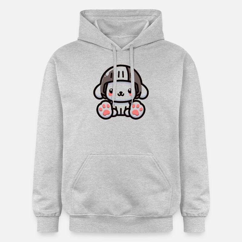 dog with helmet - Sweat à capuche Softstyle® Gildan Unisexe - gris clair chiné