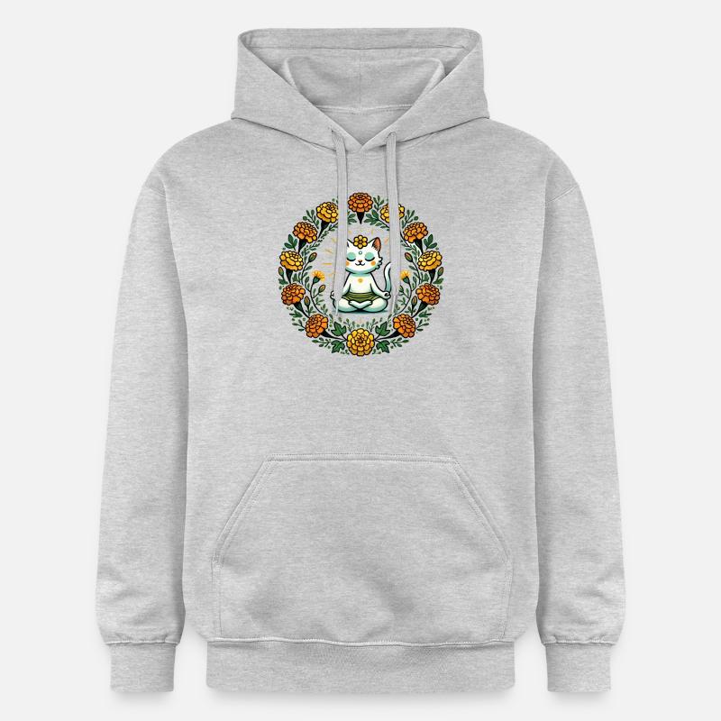 Chat Zen - Sweat à capuche Softstyle® Gildan Unisexe - gris clair chiné