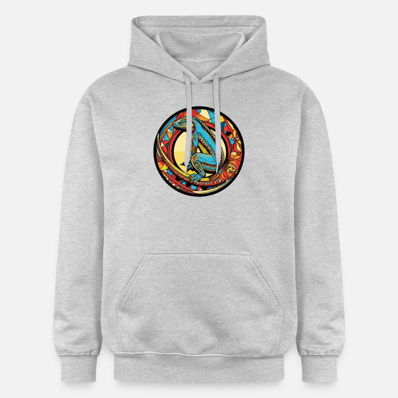 Bande dessinée Lézard - Sweat à capuche Softstyle® Gildan Unisexe - gris clair chiné