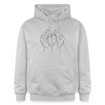Lineart Pieds de Bébé - Sweat à capuche Softstyle® Gildan Unisexe - gris clair chiné - Devant - Liana (172cm) & Jaron (178cm)