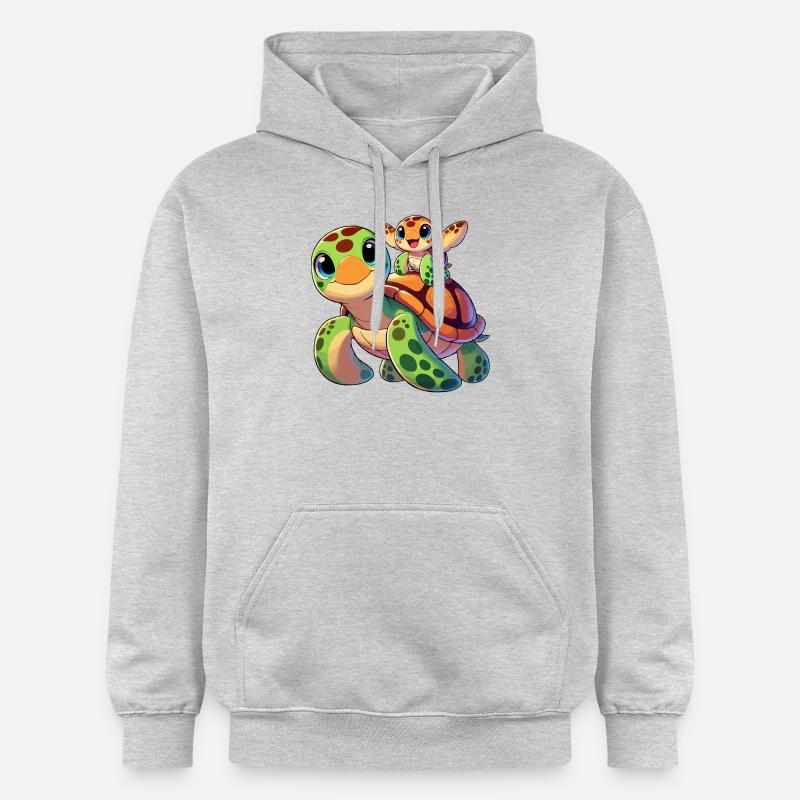 Mère tortue avec enfant - Sweat à capuche Softstyle® Gildan Unisexe - gris clair chiné