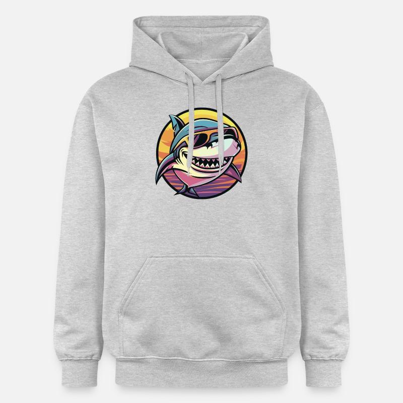Bande dessinée Shark Cool - Sweat à capuche Softstyle® Gildan Unisexe - gris clair chiné