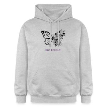 SCHMETTERLING - Gildan Unisex Softstyle® Midweight Hoodie - Hellgrau meliert - Vorne - Liana (172cm) & Jaron (178cm)