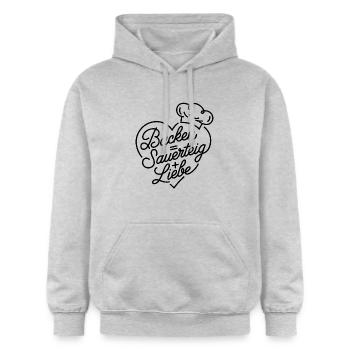 Brot Backen mit Liebe und Sauerteig - Gildan Unisex Softstyle® Midweight Hoodie - Hellgrau meliert - Vorne - Liana (172cm) & Jaron (178cm)