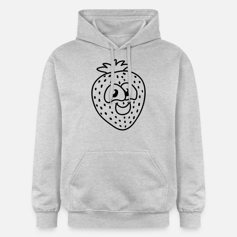 kleine Erdbeere - line - Gildan Unisex Softstyle® Midweight Hoodie - Hellgrau meliert