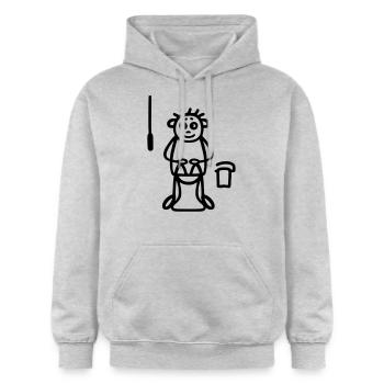 Mann auf dem Klo - Gildan Unisex Softstyle® Midweight Hoodie - Hellgrau meliert - Vorne - Liana (172cm) & Jaron (178cm)