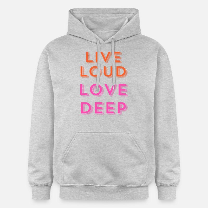 « Vivre fort, aimer profondément. » - Sweat à capuche Softstyle® Gildan Unisexe - gris clair chiné