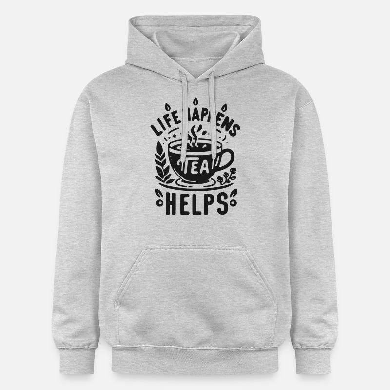 Life Happens Le thé aide - Sweat à capuche Softstyle® Gildan Unisexe - gris clair chiné