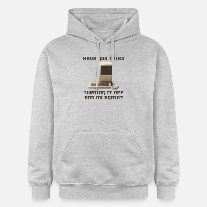 Computer off and on again - Sweat à capuche Softstyle® Gildan Unisexe - gris clair chiné