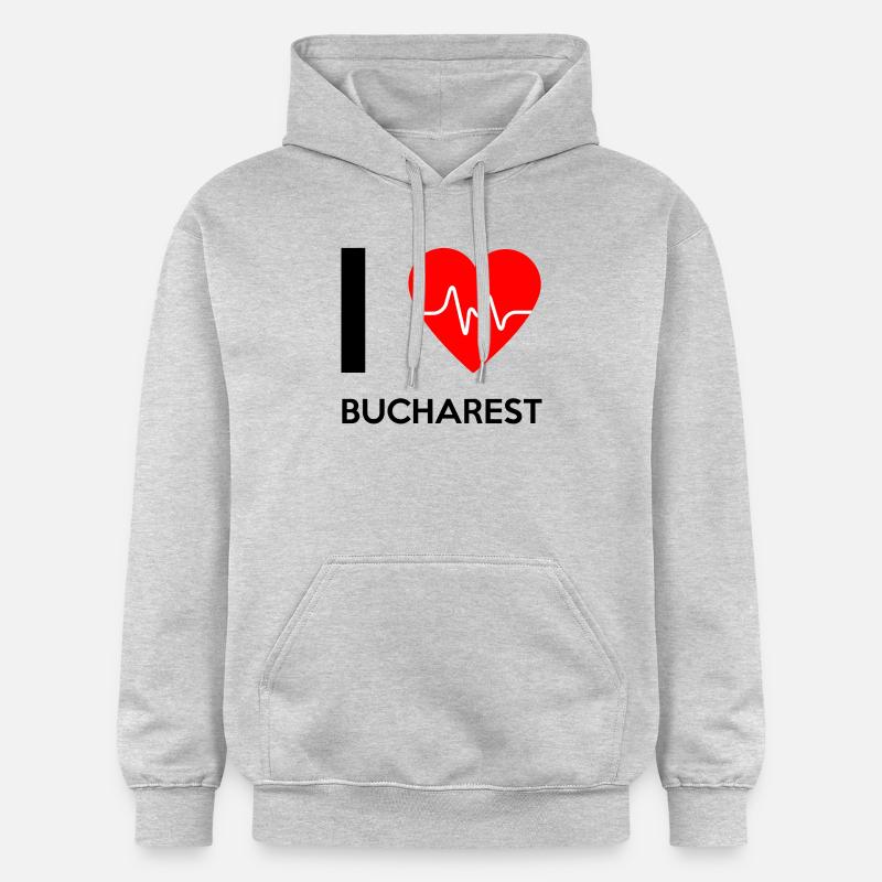 J'aime Bucarest - J'adore Bucarest - Sweat à capuche Softstyle® Gildan Unisexe - gris clair chiné