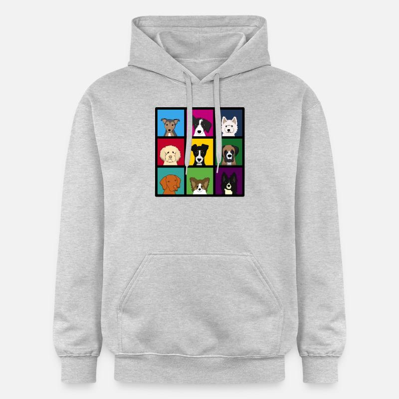 9 x chiens tête colourful - Sweat à capuche Softstyle® Gildan Unisexe - gris clair chiné