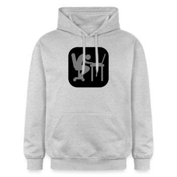 Laptop Erschöpft Schlafen Logo - Gildan Unisex Softstyle® Midweight Hoodie - Hellgrau meliert - Vorne - Liana (172cm) & Jaron (178cm)