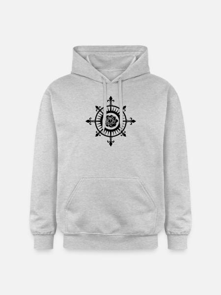 Compass Rose, Fleur de Lis, Sailing, Sea, Sailor - Gildan luvtröja unisex Softstyle® Midweight - ljusgråmelerad