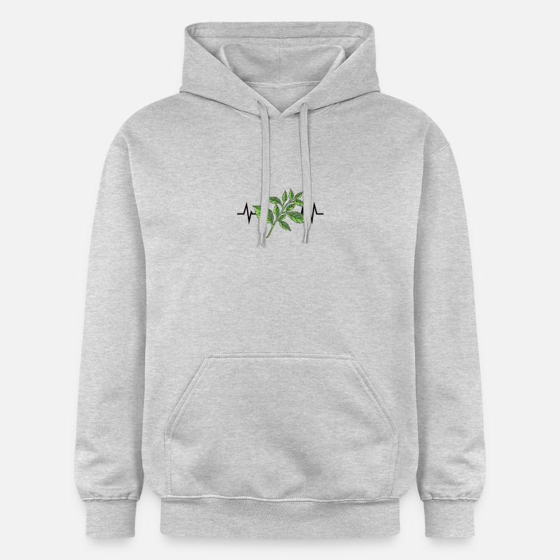 Basilic Herbes Heartbeat - Sweat à capuche Softstyle® Gildan Unisexe - gris clair chiné