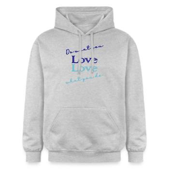 CITATION,CITATIONS,MESSAGE, MESSAGE,HUMOUR - Sweat à capuche Softstyle® Gildan Unisexe - gris clair chiné - Devant - Liana (172cm) & Jaron (178cm)