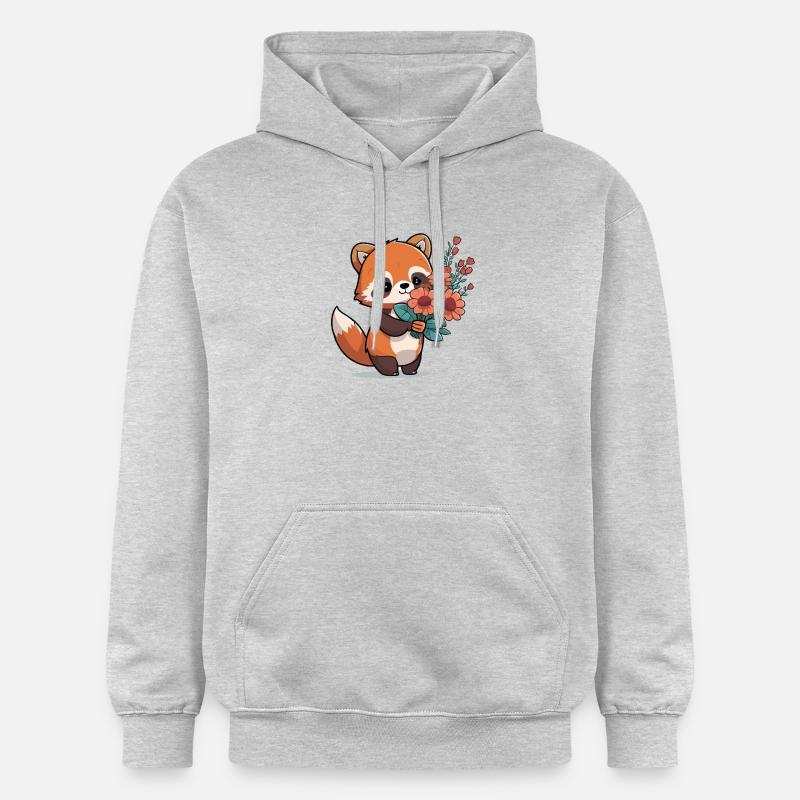 Panda roux à fleurs - Sweat à capuche Softstyle® Gildan Unisexe - gris clair chiné