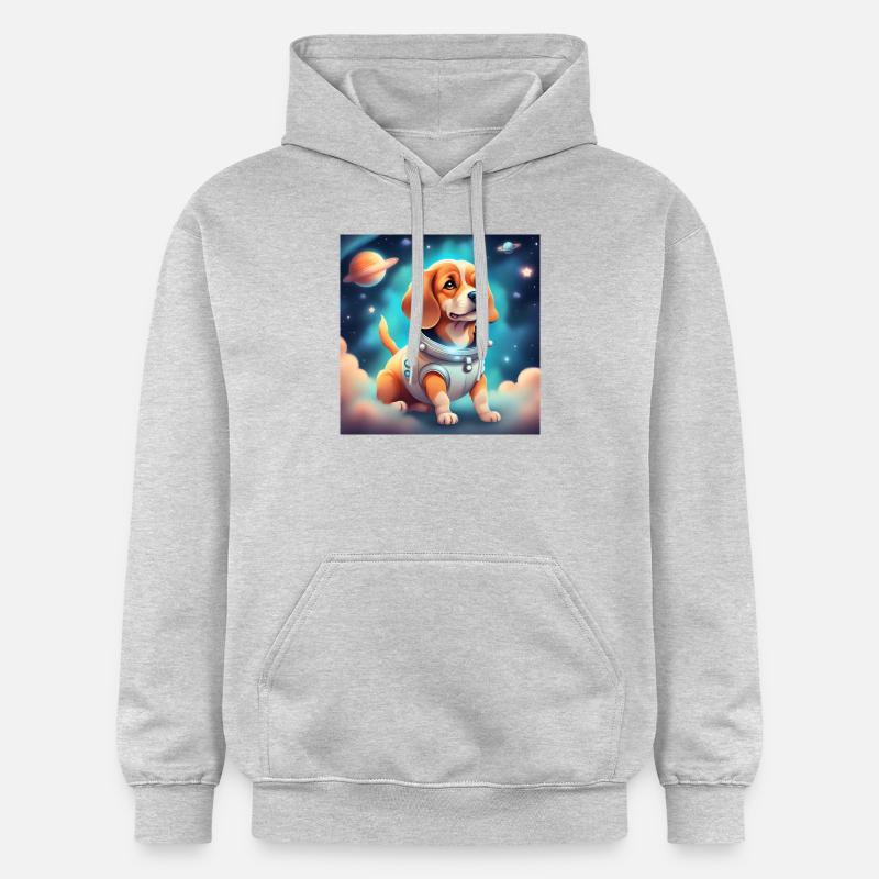 Chien mignon dans l’espace - Sweat à capuche Softstyle® Gildan Unisexe - gris clair chiné