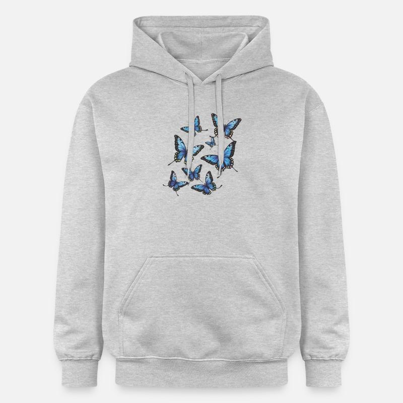Papillons bleus - Sweat à capuche Softstyle® Gildan Unisexe - gris clair chiné