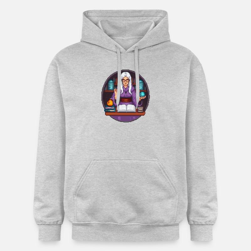 Pixel de bibliothécaire arcanique - Sweat à capuche Softstyle® Gildan Unisexe - gris clair chiné