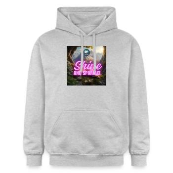 Smaragdgrüner Glanz und Funkeln - Gildan Unisex Softstyle® Midweight Hoodie - Hellgrau meliert - Vorne - Liana (172cm) & Jaron (178cm)