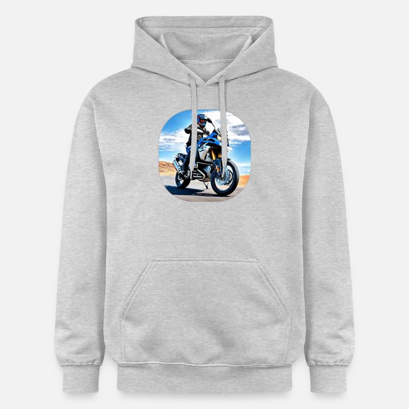 Moto sous ciel bleu - Sweat à capuche Softstyle® Gildan Unisexe - gris clair chiné