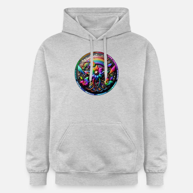 Fleur arc-en-ciel mécanique 3 - Sweat à capuche Softstyle® Gildan Unisexe - gris clair chiné