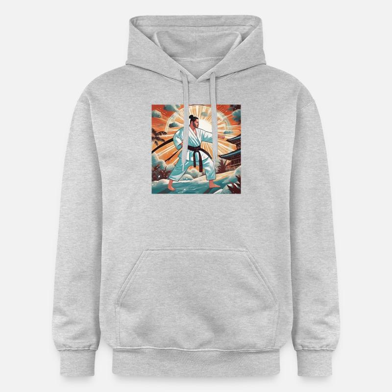 Oi Tsuki. Karaté. - Sweat à capuche Softstyle® Gildan Unisexe - gris clair chiné