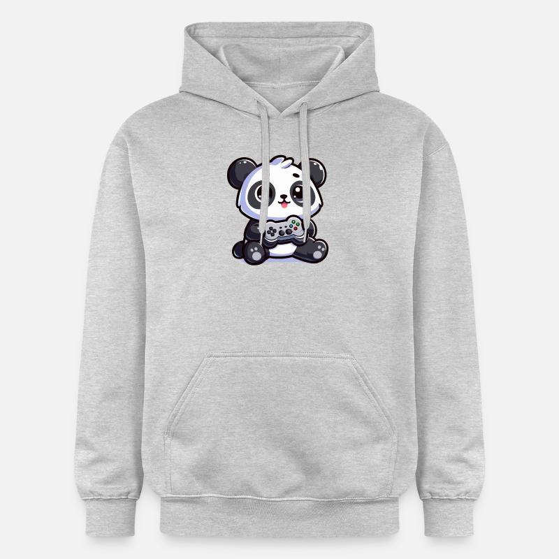 Panda mignon avec contrôleur - Sweat à capuche Softstyle® Gildan Unisexe - gris clair chiné
