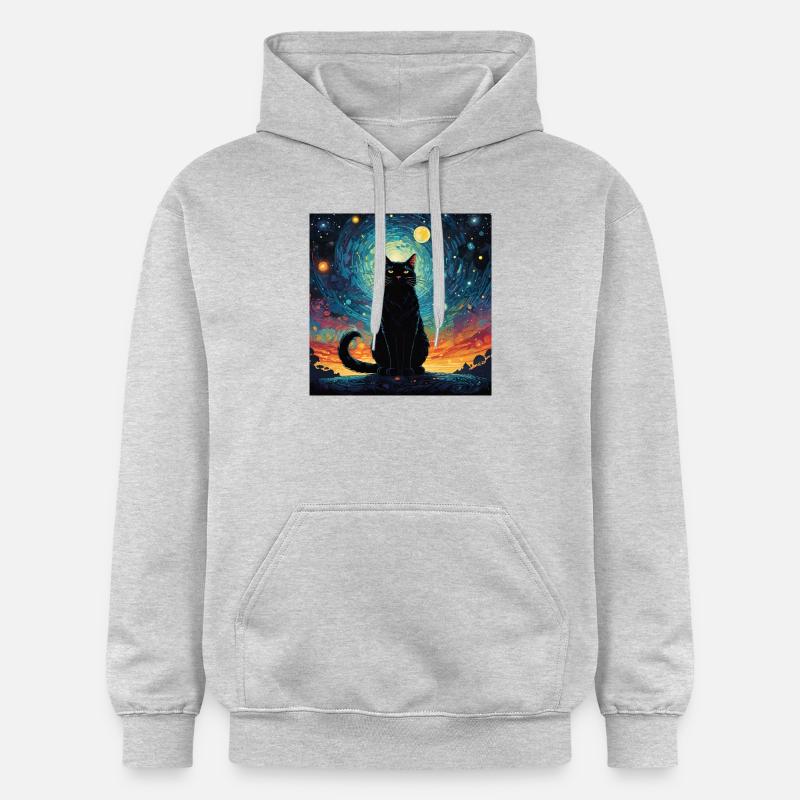 Schwarze Katze Chat Noir - Sweat à capuche Softstyle® Gildan Unisexe - gris clair chiné