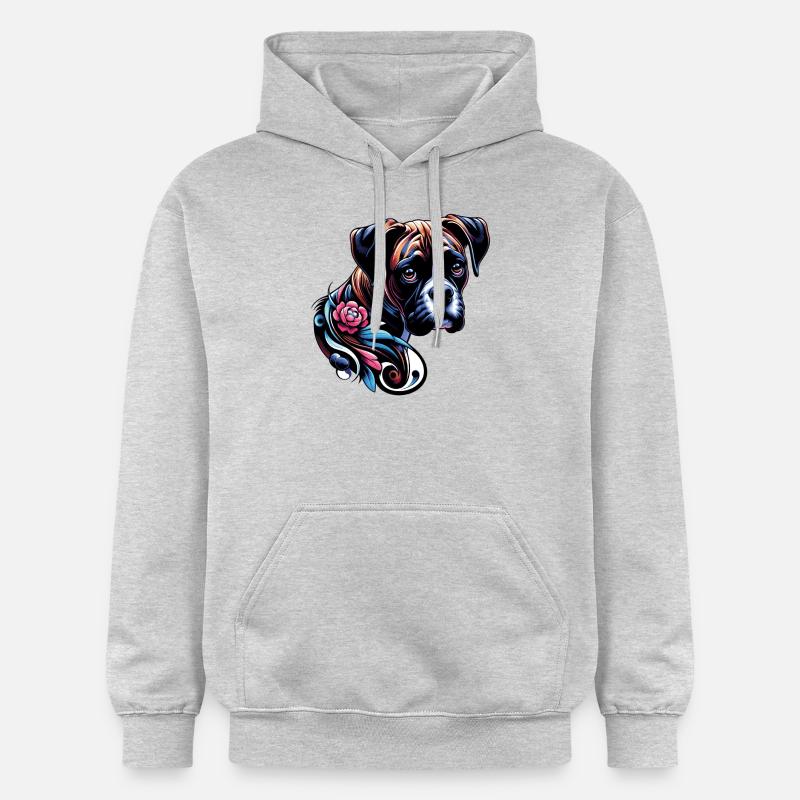 Boxer fleur - Sweat à capuche Softstyle® Gildan Unisexe - gris clair chiné