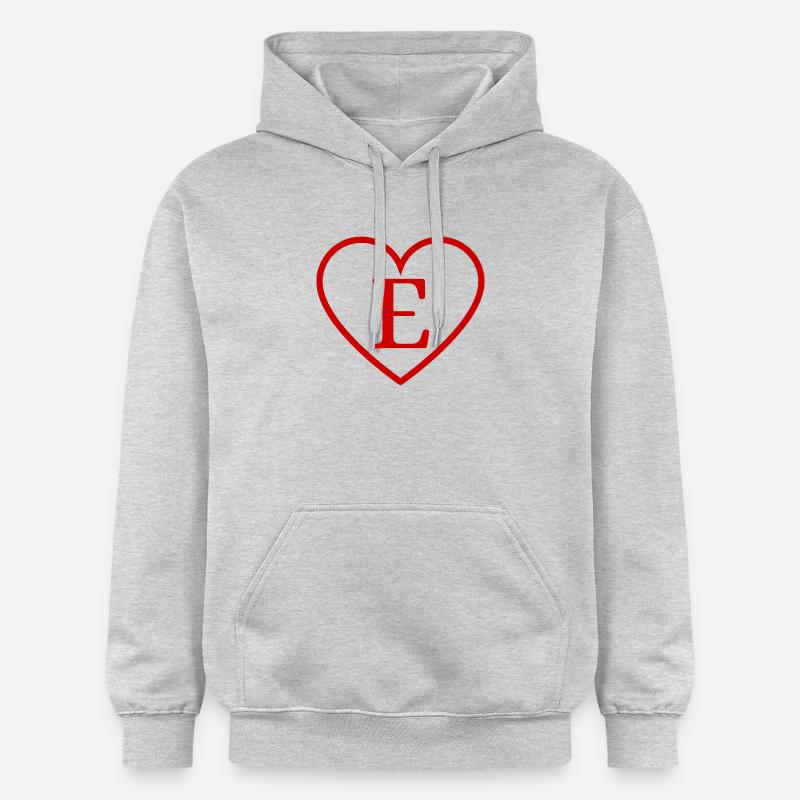 Lettre e cœur rouge - Sweat à capuche Softstyle® Gildan Unisexe - gris clair chiné