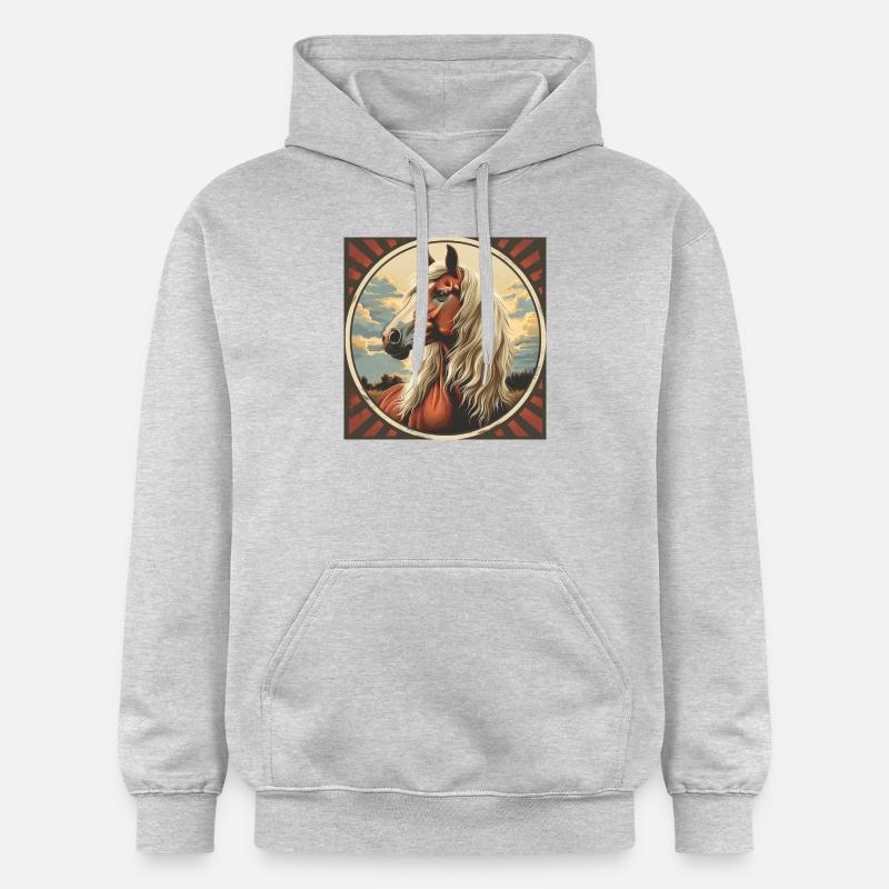 Cheval Haflinger - Sweat à capuche Softstyle® Gildan Unisexe - gris clair chiné