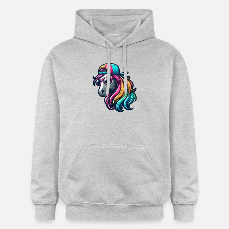 Cheval cool arc-en-ciel - Sweat à capuche Softstyle® Gildan Unisexe - gris clair chiné