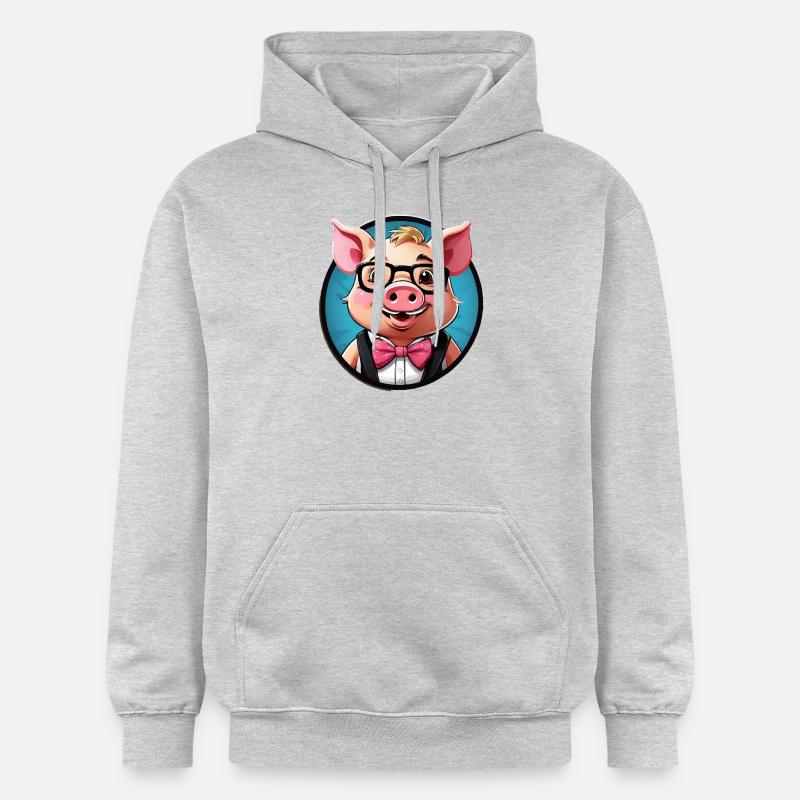 Bande dessinée cochon drôle - Sweat à capuche Softstyle® Gildan Unisexe - gris clair chiné