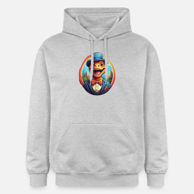 Bande dessinée drôle de dinosaure - Sweat à capuche Softstyle® Gildan Unisexe - gris clair chiné