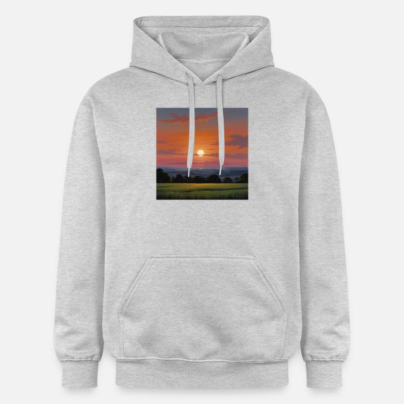Paysage Coucher De Soleil - Sweat à capuche Softstyle® Gildan Unisexe - gris clair chiné