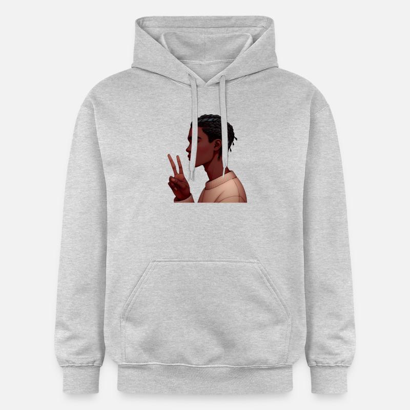 Garçon Noir - Paix et Harmonie - Sweat à capuche Softstyle® Gildan Unisexe - gris clair chiné