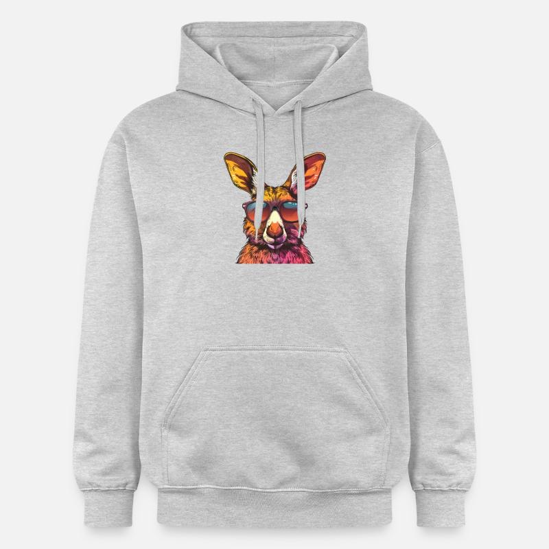 Lunettes de soleil kangourou drôle - Sweat à capuche Softstyle® Gildan Unisexe - gris clair chiné