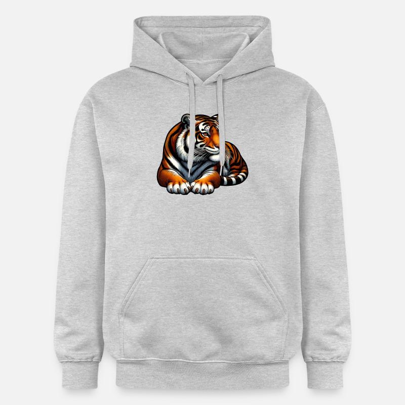 Tigre Gros Chat: Chat Géant! - Sweat à capuche Softstyle® Gildan Unisexe - gris clair chiné