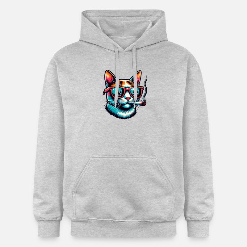 chat drôle avec articulation - Sweat à capuche Softstyle® Gildan Unisexe - gris clair chiné