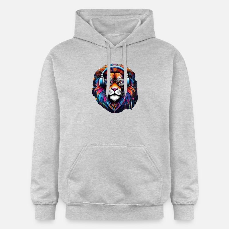 Techno Lion - Sweat à capuche Softstyle® Gildan Unisexe - gris clair chiné