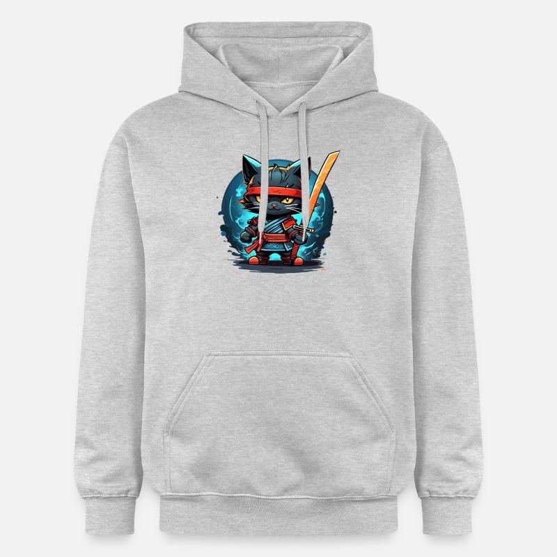 Ninja Chat #8 - Sweat à capuche Softstyle® Gildan Unisexe - gris clair chiné