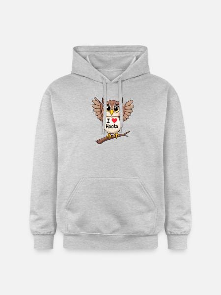Finurlig ugle Jeg elsker Hooters Tegn på brystet - Gildan Softstyle® Midweight unisex-hoodie - lysegrå meleret