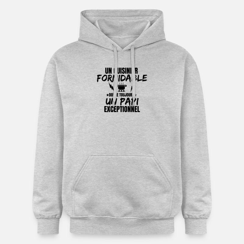 PAPI CUISINIER - Sweat à capuche Softstyle® Gildan Unisexe - gris clair chiné