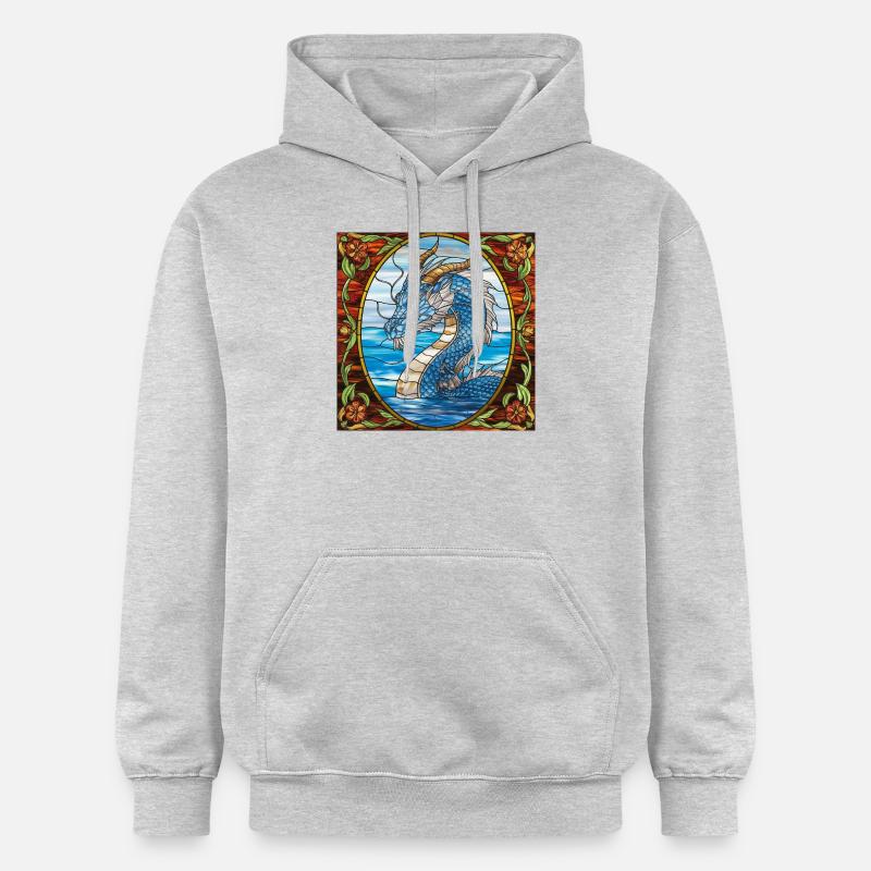 Dragon : le gardien du lac - Sweat à capuche Softstyle® Gildan Unisexe - gris clair chiné