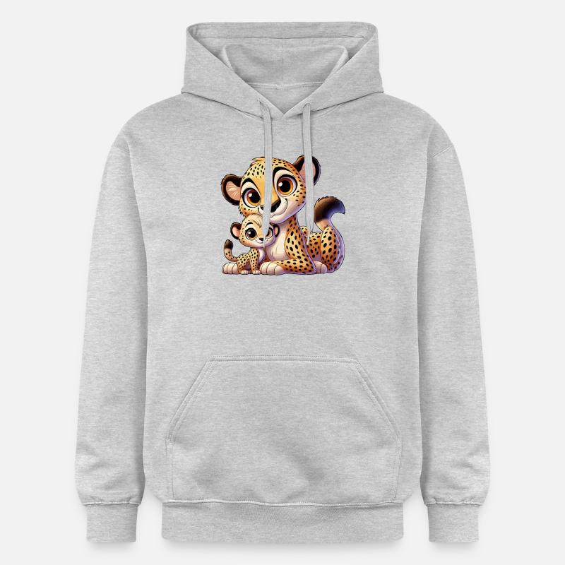 Guépard avec enfant - Sweat à capuche Softstyle® Gildan Unisexe - gris clair chiné