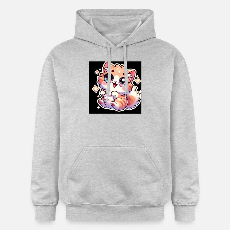 Chat mignon - Sweat à capuche Softstyle® Gildan Unisexe - gris clair chiné