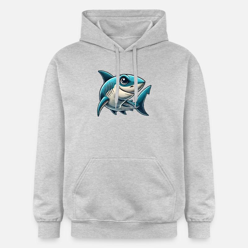 Bande dessinée requin - Sweat à capuche Softstyle® Gildan Unisexe - gris clair chiné
