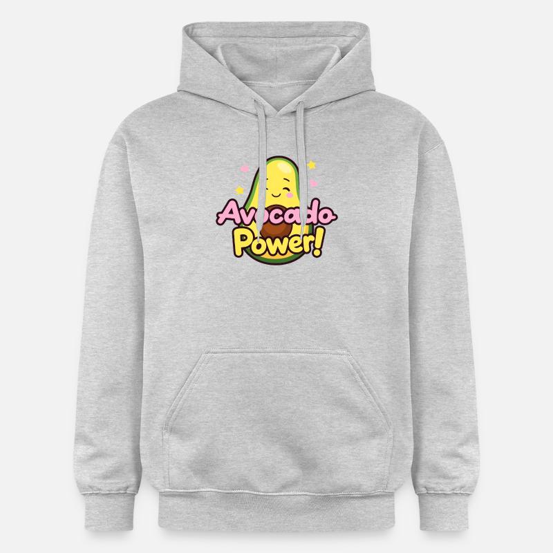 “Avocado Power” Cute design - Sweat à capuche Softstyle® Gildan Unisexe - gris clair chiné