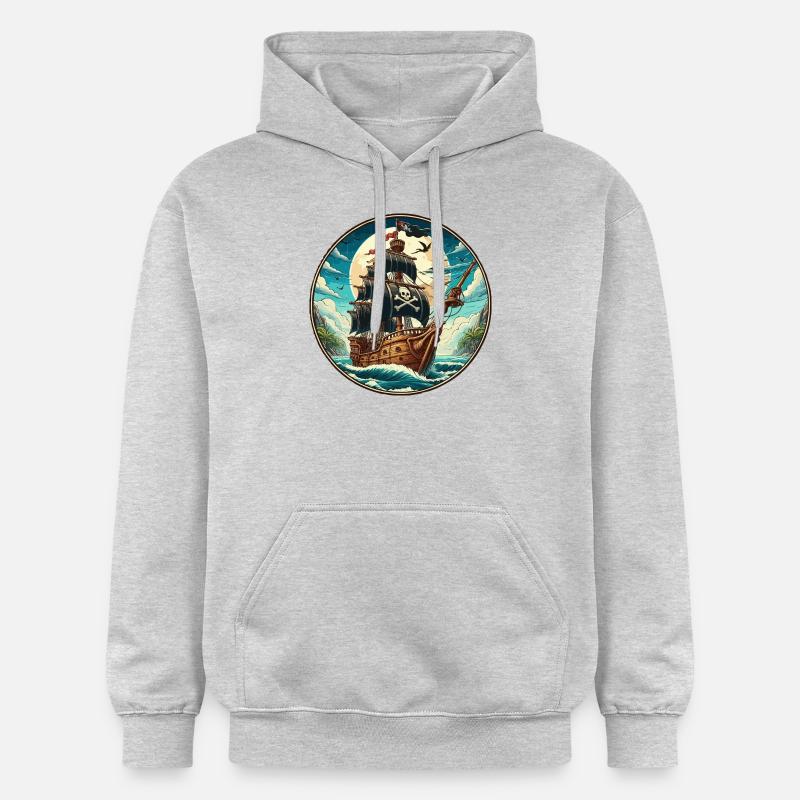 Pirate ship large - Gildan Unisex Softstyle® Midweight Hoodie - light heather grey